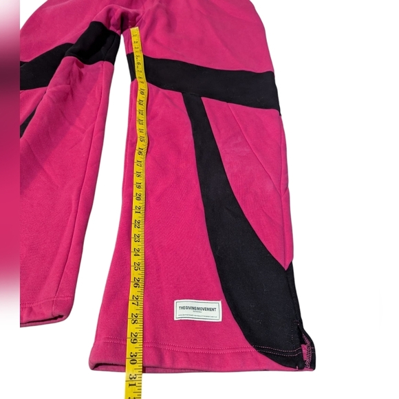 The Giving Movement Wide Colorbloock 31.5" Organic Fleece Jogger Fuschia Pink - Picture 6 of 7